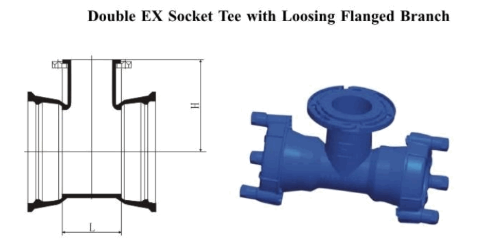 Easy-Install Loose Flanged Branch Double EX Tee مقبس مزدوج EX مع فرع ذو حواف فضفاضة-1